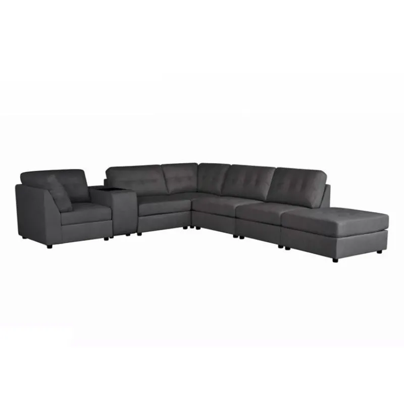 Modular Sectional with Console and Ottoman - 7 pcs