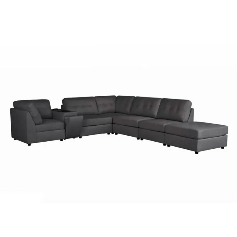 Modular Sectional with Console and Ottoman - 7 pcs