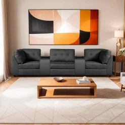 Modular Sofa with 2 Consoles - 5 pcs