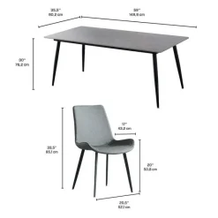 Grey Sintered Stone Dining Set with 4 Grey Chairs - 59