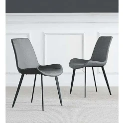 Grey Sintered Stone Dining Set with 4 Grey Chairs and 2 Cognac Chairs - 59
