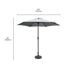 Grey Tilting Patio Umbrella with Base - 9 ft
