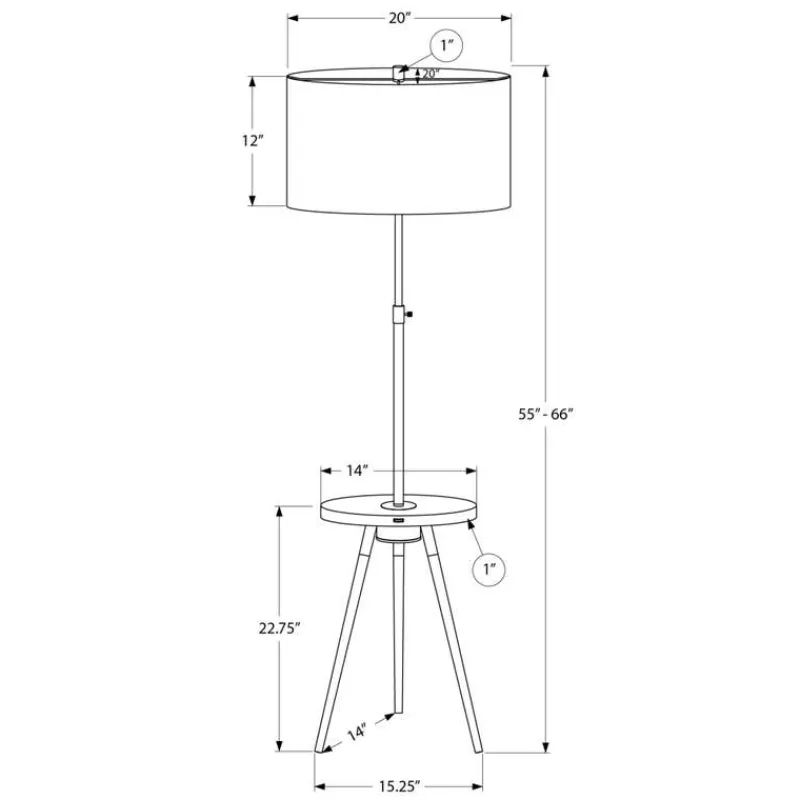Monarch 63"H Metal Floor Lamp with USB Ports