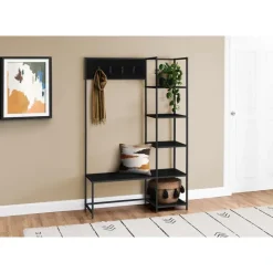 Monarch Hall tree / bench - 8 hooks / 5 shelves - 72"h - / metal