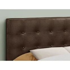 Monarch Headboard - full size - button tufted / upholstered panel - dark leathe -