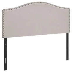 Monarch Headboard - full size - nailhead trim / arched top / upholstered panel - beig -