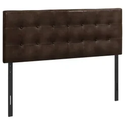 Monarch Headboard - queen size - button tufted / upholstered panel - dark leath -