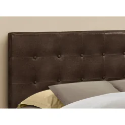 Monarch Headboard - queen size - button tufted / upholstered panel - dark leath -