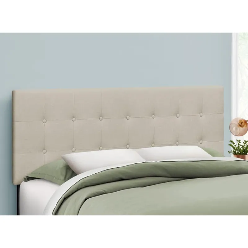 Monarch Headboard - queen size - button tufted / upholstered panel - linen-look -