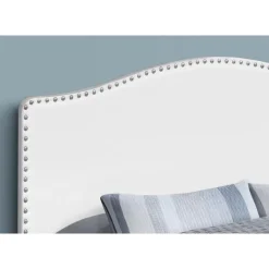 Monarch Headboard - queen size - nailhead trim / arched top / upholstered panel - whi -