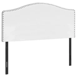Monarch Headboard - queen size - nailhead trim / arched top / upholstered panel - whi -