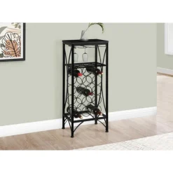 Monarch Home bar - 40"h / metal wine bottle and glass rack -