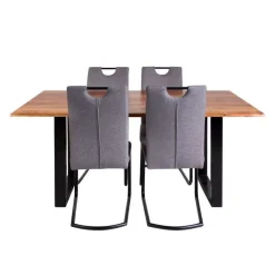 67-Inch Table with 4 Chairs - Grey