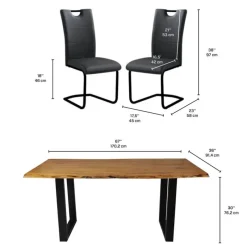 67-Inch Table with 4 Chairs - Black