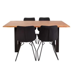 67-Inch Table with 4 Chairs - Black