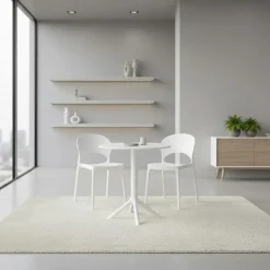 Indoor/Outdoor Resin Dining Set with Round Table and 2 Stackable Chairs –