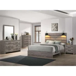 King Bed and Headboard with Lights (78'')