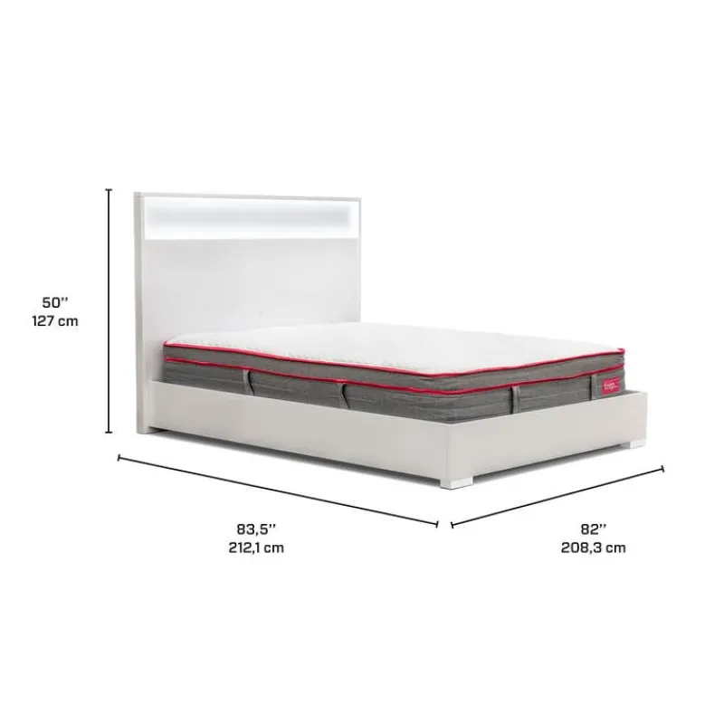 King Bed and Headboard with Lights (78'')
