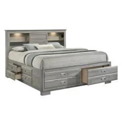 King Bed with Drawers & Multifunctional Headboard with Speakers - 78