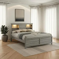 King Bed with Multifunctional Headboard with Speakers - 78"