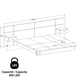 SUA-V King Platform Bed with Headboard and Nighstands (78