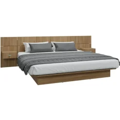 SUA-V King Platform Bed with Headboard and Nighstands (78
