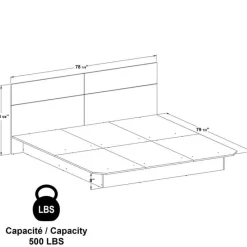 SUA-V King Platform Bed with Headboard (78