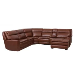 Leather Power Sectional with Massage, Heat, Audio Console & Right-Facing Chaise - 6 pcs