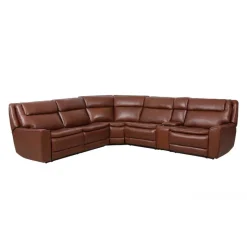 Leather Power Sectional with Massage, Heat and Audio Console - 6 pcs