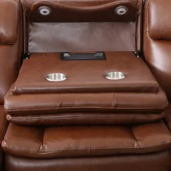 Leather Power Sectional with Massage, Heat, Audio Console & Left-Facing Chaise - 6 pcs