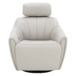 Leather Power Swivel Recliner with Built-In Audio System -