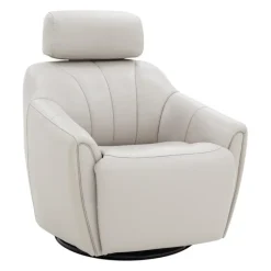 Leather Power Swivel Recliner with Built-In Audio System -