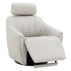 Leather Power Swivel Recliner with Built-In Audio System -