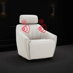 Leather Power Swivel Recliner with Built-In Audio System -