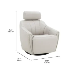 Leather Power Swivel Recliner with Built-In Audio System -