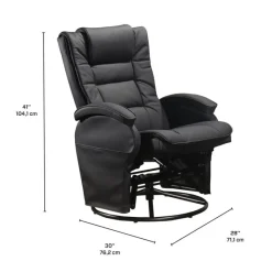 Leather Reclining Ball-Bearing Swivel Glider with Ottoman -