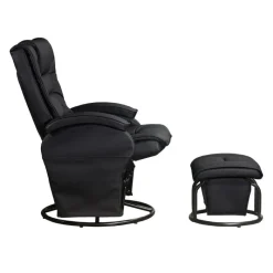Leather Reclining Ball-Bearing Swivel Glider with Ottoman -