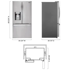 LG 28 Cu ft 36 In Refrigerator Bottom Freezer, French door - LHFS28XBS