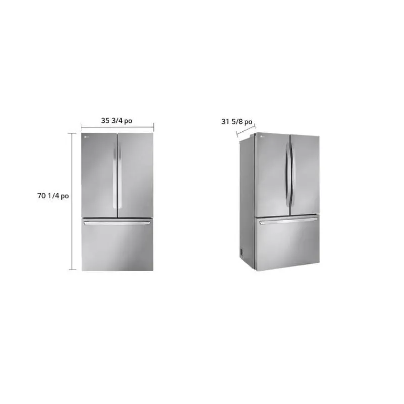 LG 27 Cu ft 36 In Refrigerator Bottom Freezer, French door - LRFLC2706S