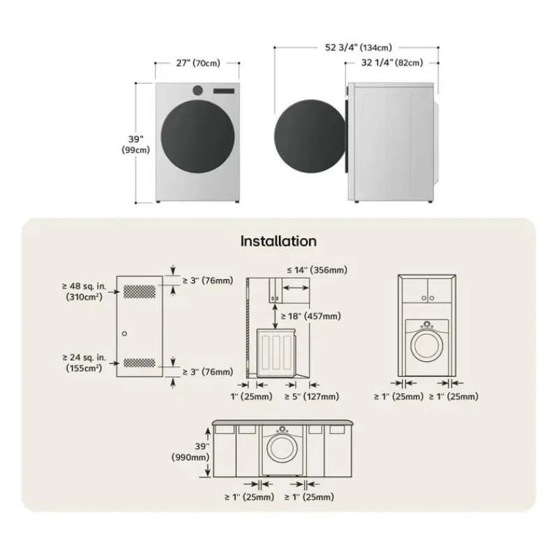 LG Dryer Front-Load 27" - DLHC5502V