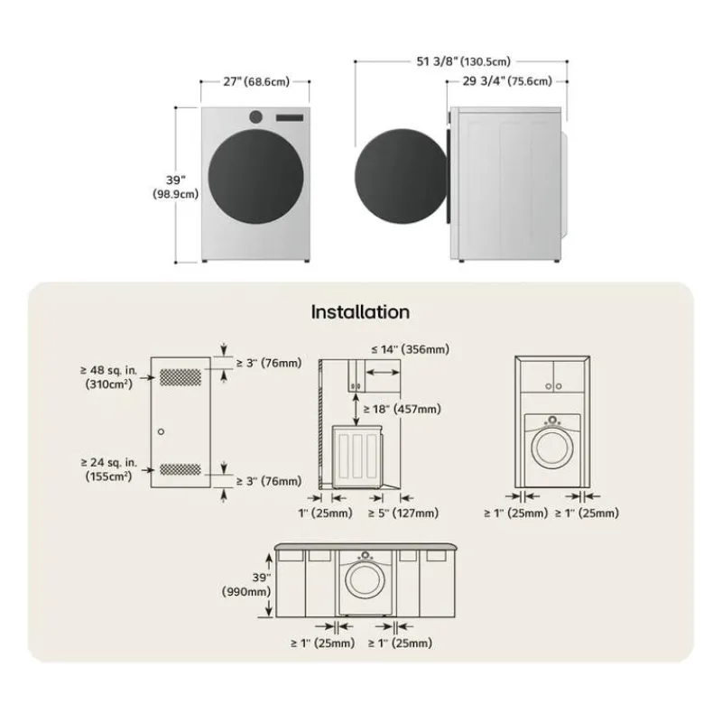 LG Dryer Front-Load 27" - DLEX5500V
