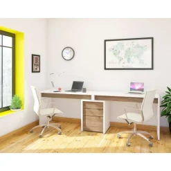 Nexera Liber-T 3pcs Home Office Set, White And Walnut -