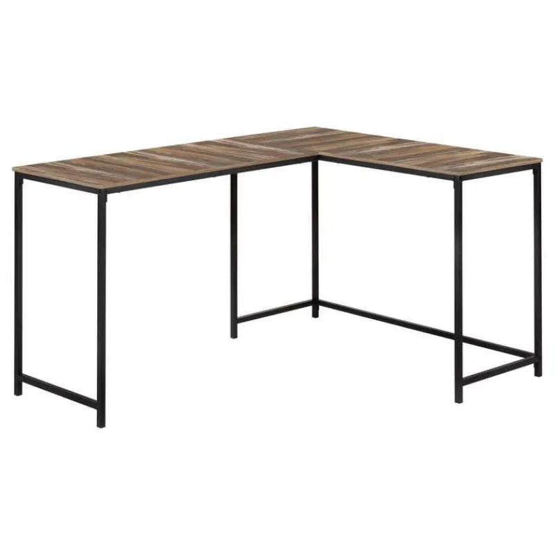 Monarch L-shaped computer desk - corner / metal base / large desk - 58"l x 44"w - bro -