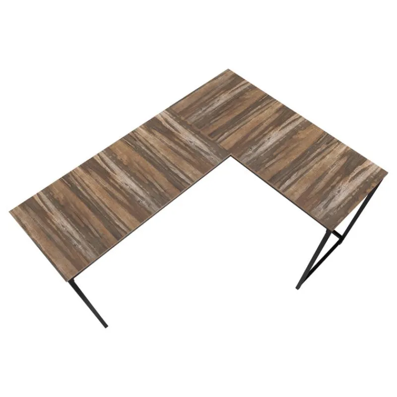 Monarch L-shaped computer desk - corner / metal base / large desk - 58"l x 44"w - bro -