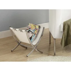 Monarch Magazine rack - leather-look / chrome metal -