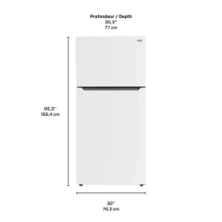 Marathon 18 Cu Ft 30 In Refrigerator Top Freezer - MFF184W