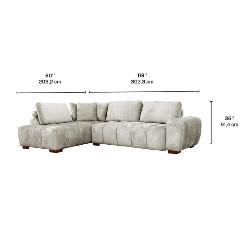 Marshmallow-Style Sectional with Left-Side Chaise -