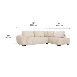 Marshmallow-Style Sectional with Right-Side Chaise -