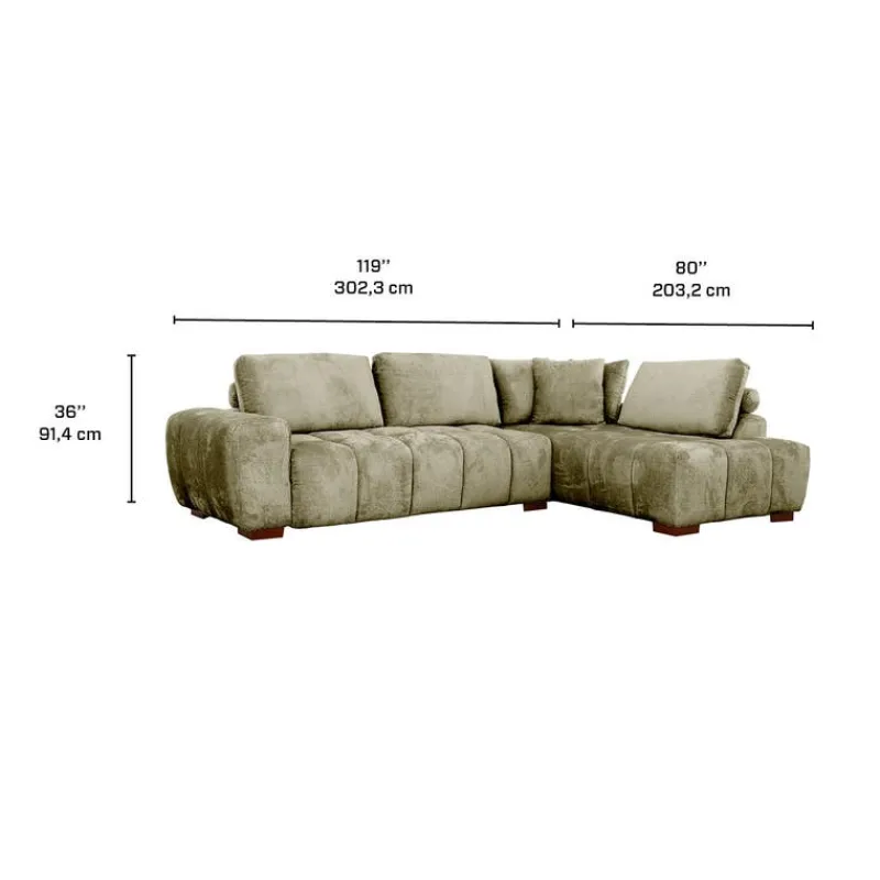 Marshmallow-Style Sectional with Right-Side Chaise - Sage