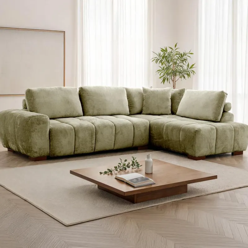 Marshmallow-Style Sectional with Right-Side Chaise - Sage